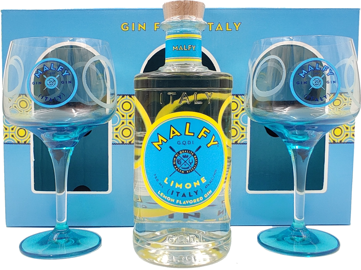 Malfy Gin Limone Gift Set with 2 Glasses - Bottle Values