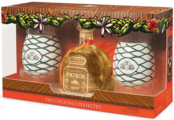 Patron Reposado Gift Set with Two Tiki Mugs Bottle Values