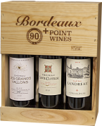 90+ Point Wines 3 Bottle Bordeaux Rouge Wood Gift Box